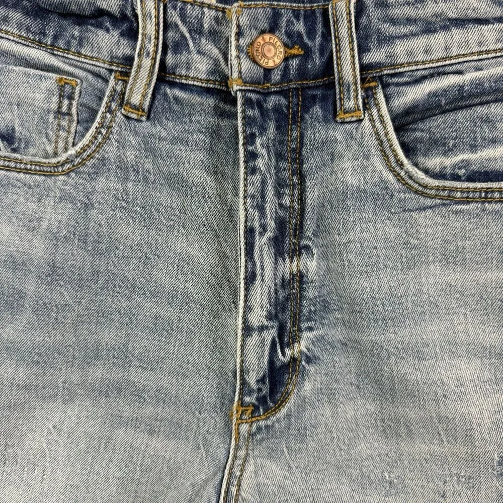 Pilcro Anthropologie Bermuda Jean Shorts Women Size 25 High Rise Acid Wash - Picture 4 of 14